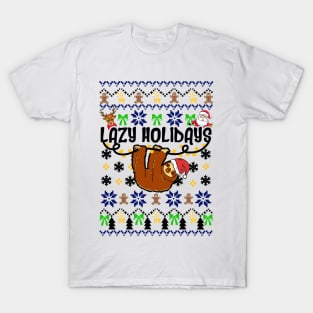 Lazy Holidays Sloth Ugly Christmas Sweater T-Shirt